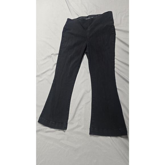 INC Denim Pull-On Flare Pants Womens 12 Black Stretch Mid Rise Flare Leg Comfort - Picture 1 of 10